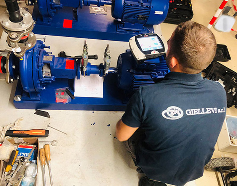 allineamento laser pompa motore impianti industriali giellevi